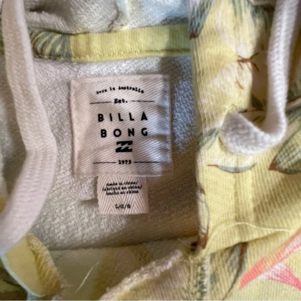 Billabong Yellow Pink Long Sleeve Hooded Sweatshirt - Picture 5 of 9